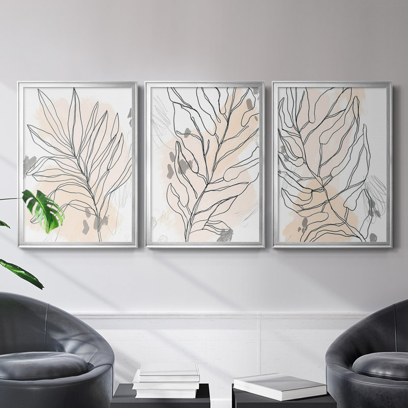 Toile de palmier Palm II, Cadre argenté, H 36,5 po x l 53 po x P 2,5 po