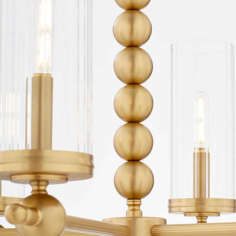 Lustre en verre 6 lumières LEE Boulevard, Aged Brass