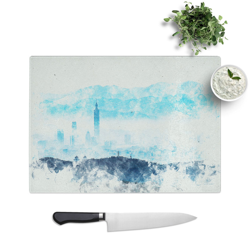 Tempered Glass Taipei City in Taiwan Chopping Board, 20 cm x 28.5 cm