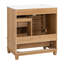 Meuble-lavabo de salle de bain avec lavabo en céramique, armoire de salle de bain autoportante avec grain de bois naturel, pieds en bois d'hévéa massif, portes et tiroirs à fermeture en douceur, grand espace de rangement