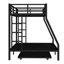 Lit superposé simple au-dessus d'un lit double en métal noir avec lit gigogne simple - Structure robuste robuste, conception silencieuse et rangement sous le lit