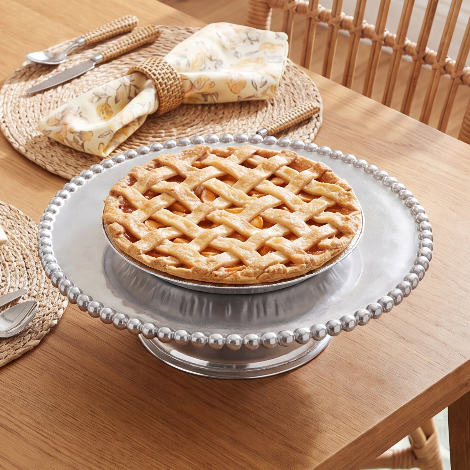 String Of Pearls Aluminum Cake Stand