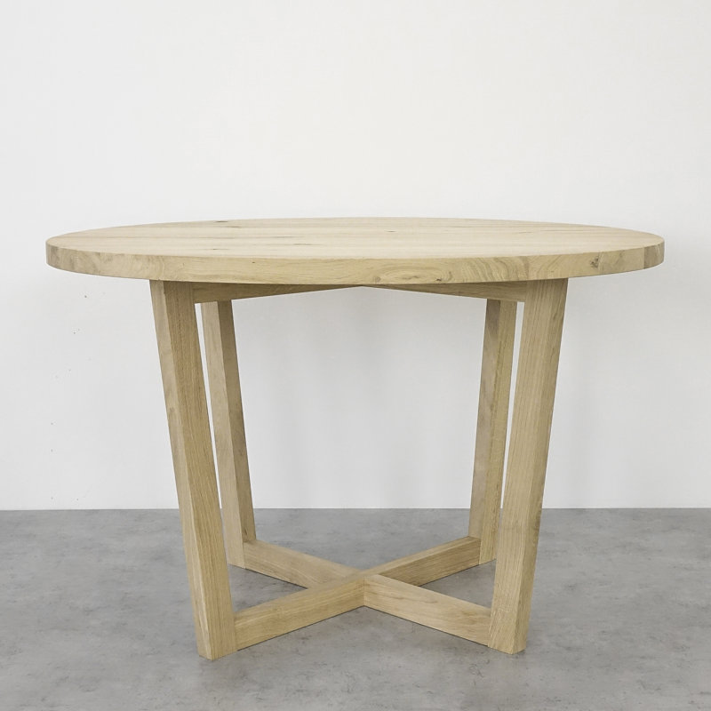 Shanay Oak Round Solid Wood Dining Table, Unfinished, H76 x L120 x W120cm