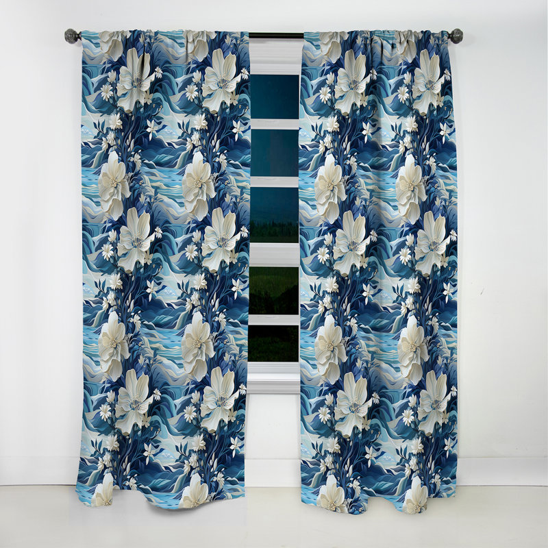 Motif tropical Oceanic Dreamscape IV - Rideau floral - Rideau occultant floral - 1 panneau, L 52 po x L 120 po