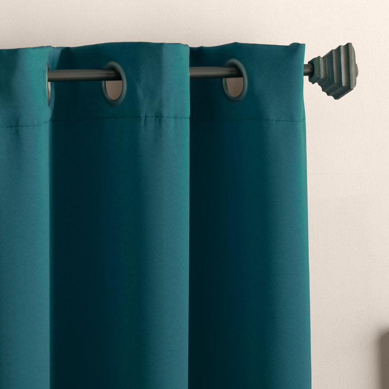 Teal Linen Blackout Grommet Curtain Panel, 40" x 84"