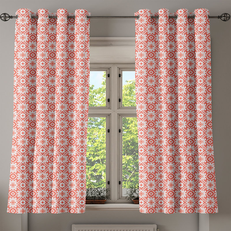 Rideau à œillets décoratif à 2 panneaux Latitude Run® Coral, 50 po, blanc corail pâle, L 50 po x L 54 po