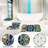Blue Ornate Tile Print 3 Pack Shower Bathroom Rug Kit Blue