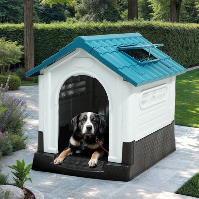 Niche pour chien pliable en plastique avec lanterneau et ventilation