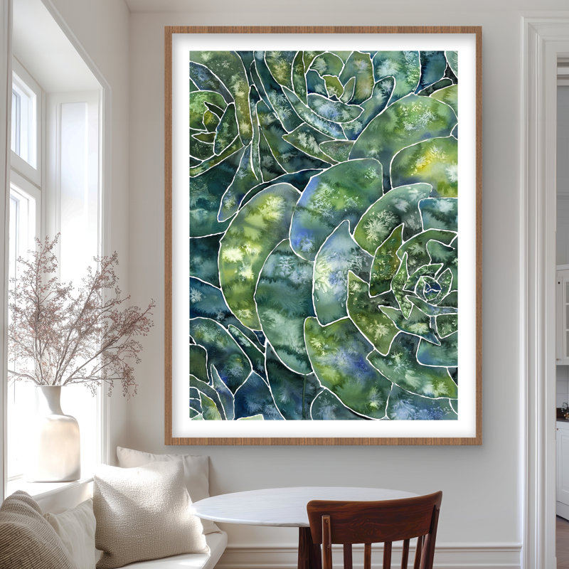 Abstract Succulents - reproduction encadrée avec passe-partout pour la décoration intérieure, H 48 po x l 36 po