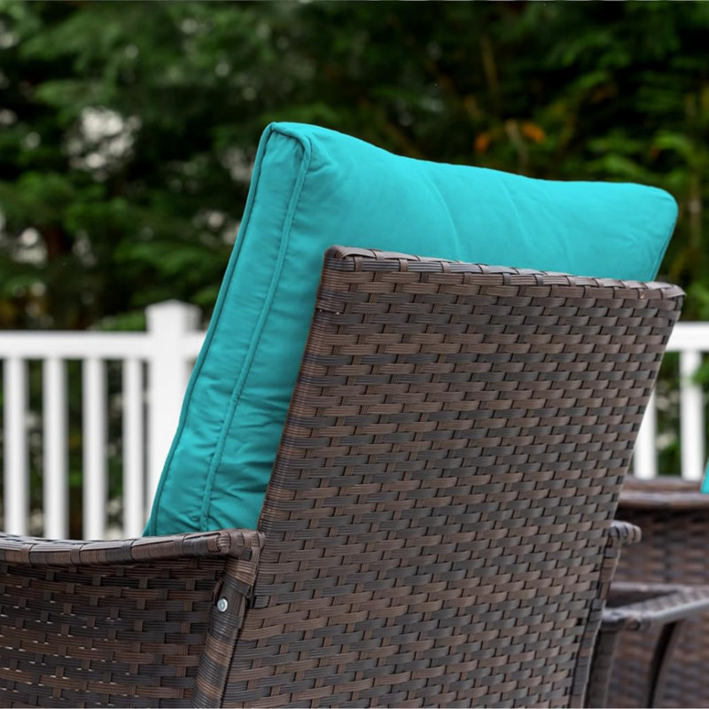 Imalai Wicker Patio Conversation Set with Cushions, Teal