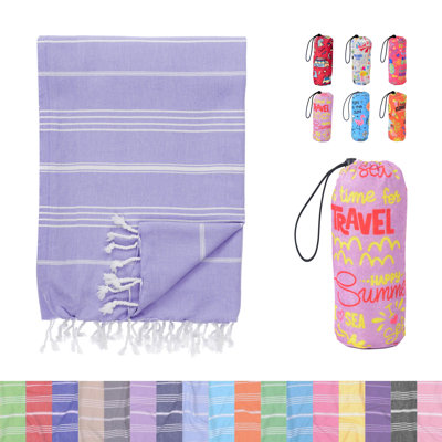 Très grande serviette de plage en coton turc lilas