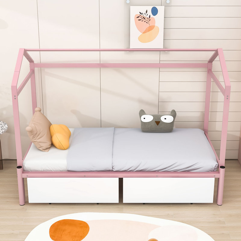 Lit plateforme simple Avyanna, Rose