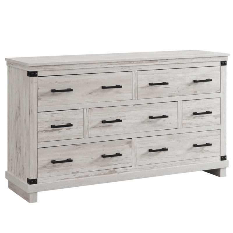 Commode à 7 tiroirs Addeline l 54 po Farmhouse, Gris huître