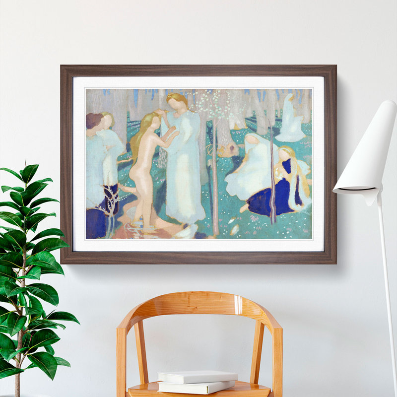 Springtime by Maurice Denis - Picture Frame Painting, 36cm H x 48cm W x 2cm D, Walnut
