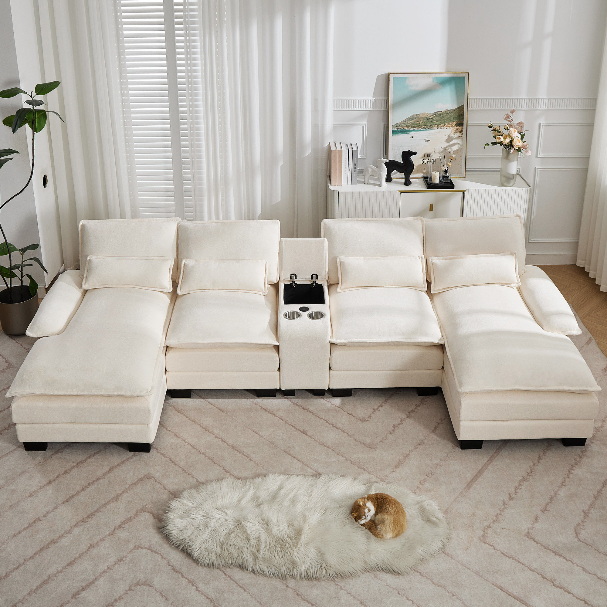 Latitude Run® 125'' U Shaped Cloud Modular Sectional Sofa with Chaise ...