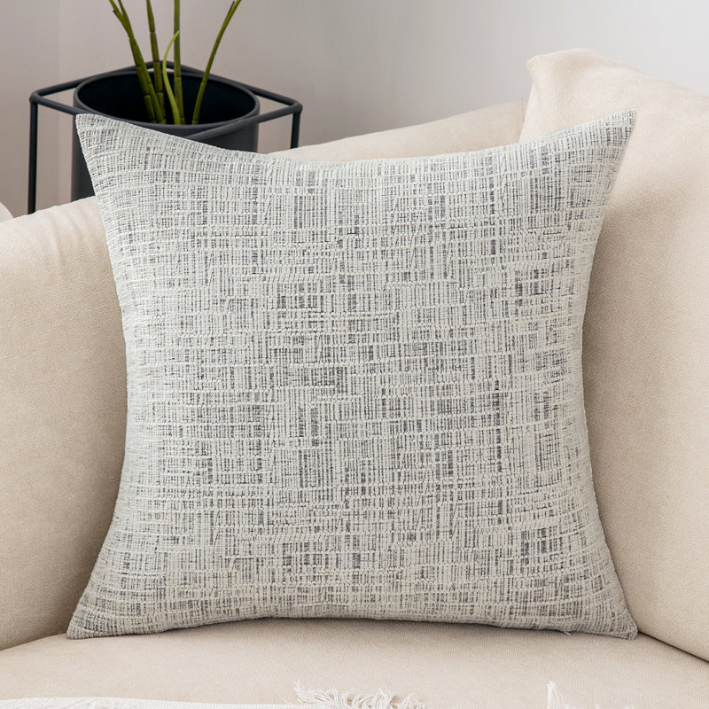 Coussin en chenille, Blanc, H 18 po x l 18 po x P 5 po, polyester