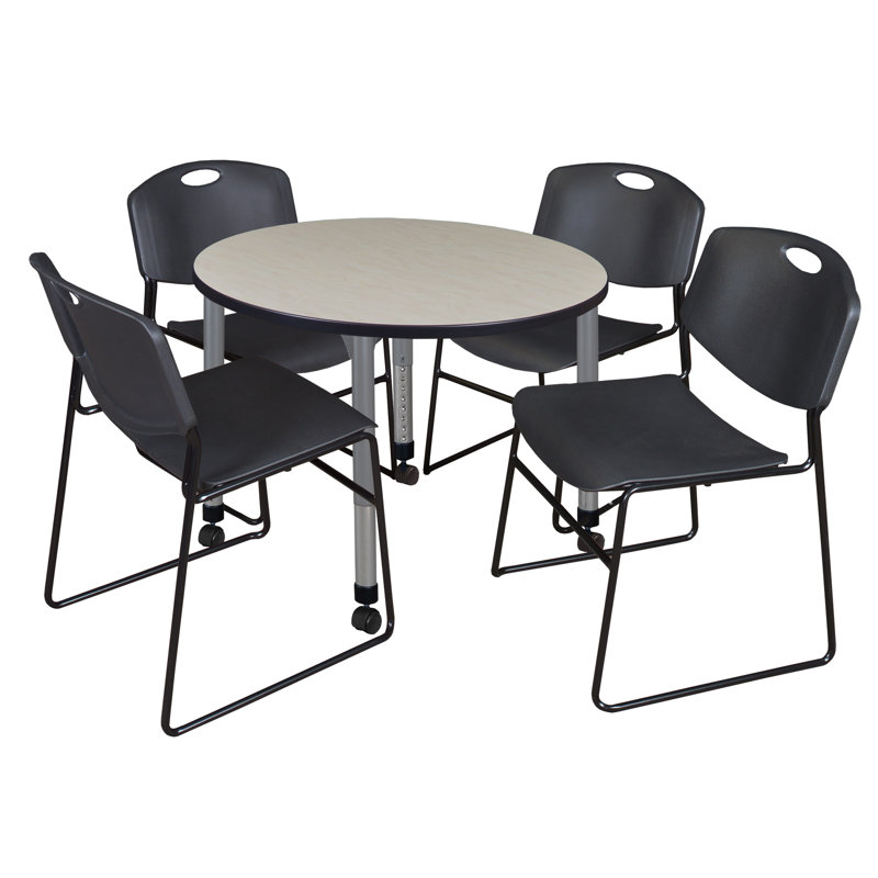 Ensemble de table de salle à manger en L 90 po Kee Mobile, Érable