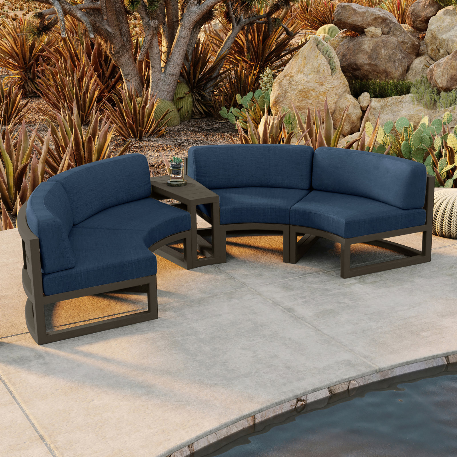 Bergeron 81" Sunbrella® Patio Sectional, Spectrum Indigo Sunbrella®, Slate
