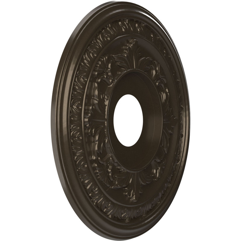 Médaillon de plafond en PVC thermoformé Baltimore, H 16 po x l 16 po x P 1 po, Bronze métallique foncé