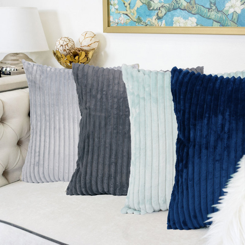 Faux Fur Throw Pillow, Silver