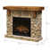 Dimplex Fieldstone Electric Fireplace with Mantel Surround Package - Pine with Natural Stone-look