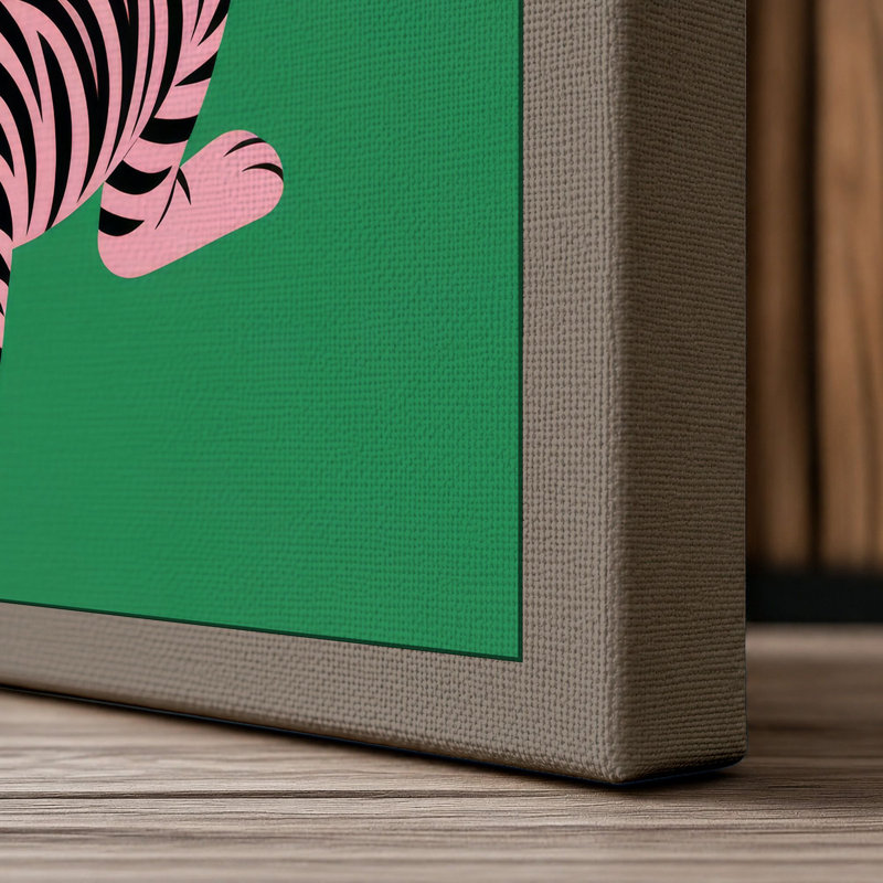 Geometric Tiger Art Deco - Wrapped Canvas, 36x24 - 91.4 x 61.0 cm, Taupe Border