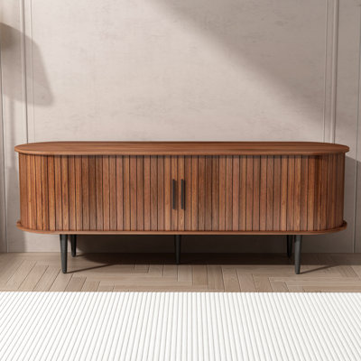 Meuble télé, console télé moderne avec compartiment de rangement et porte coulissante, centre de jeu avec armoire