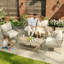 4-piece Outdoor Patio Set With Plastic Wood Table & Rope Storage, Loveseat + 2 Armchairs-972663688-972663690