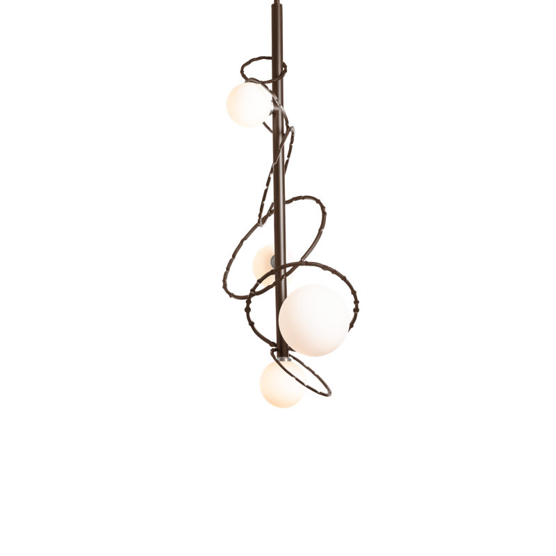 Olympus Vertical Pendant - Opal Glass, Bronze