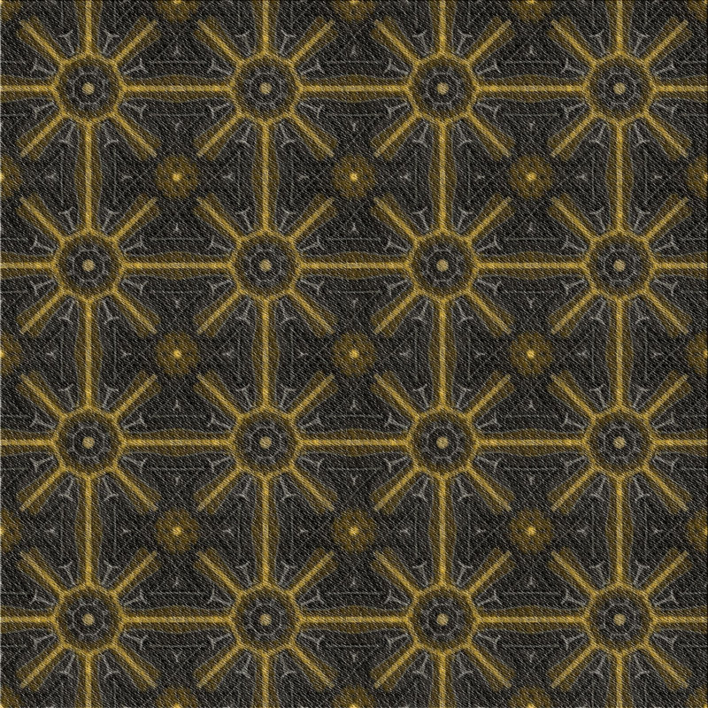 Tapis jaune/noir à motifs, Carré 3 pi