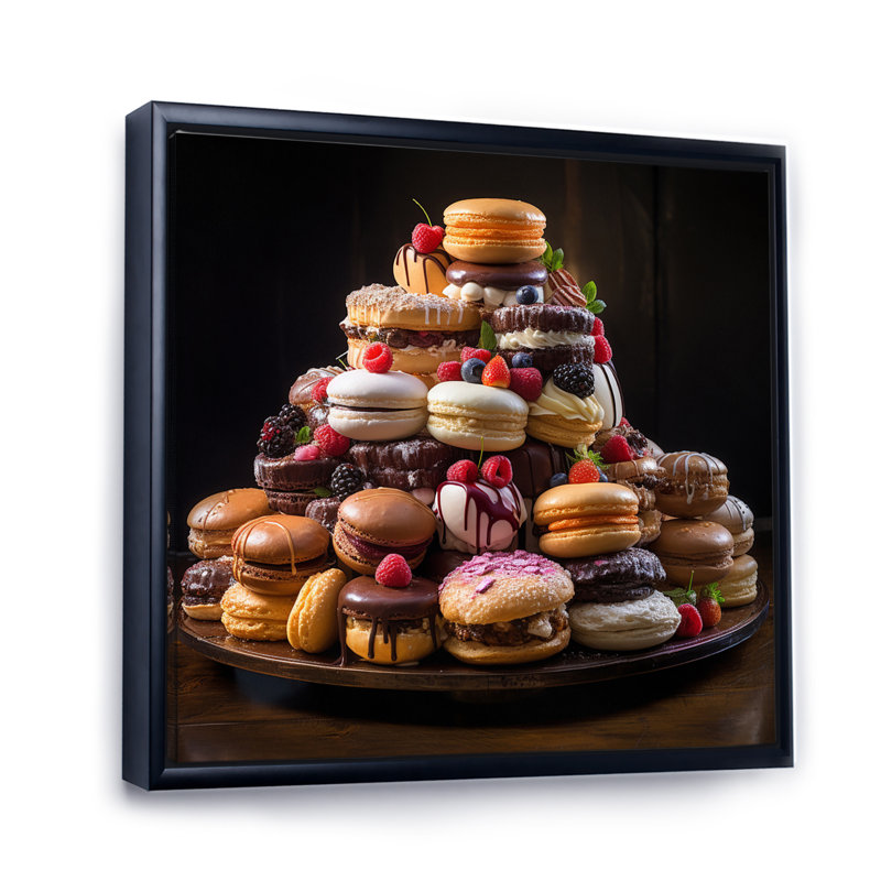 Sweet Pastries II, reproduction d'art sur toile, H 24 po x l 24 po x P 1 po, Cadre flottant noir