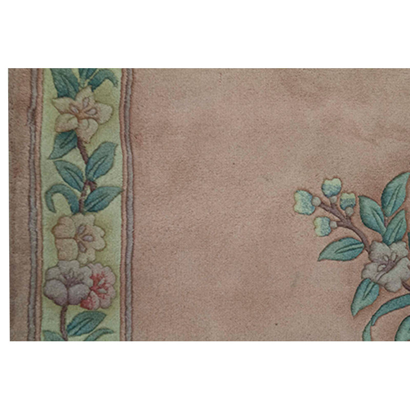 Wool Floral Area Rug in Brown