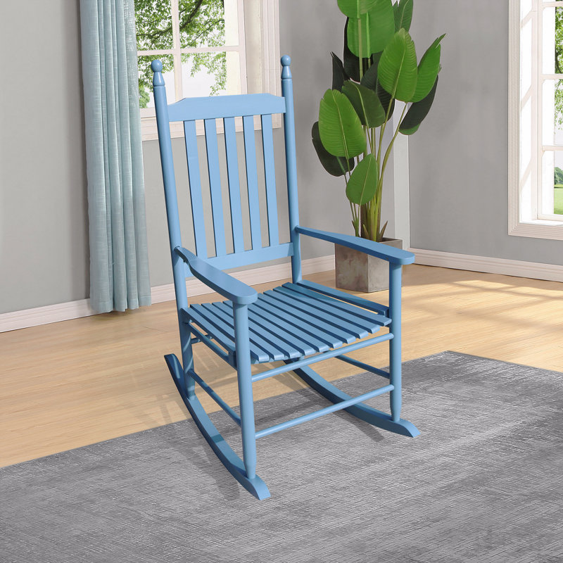 Chaise berçante en bois en bois bleu, Bleu