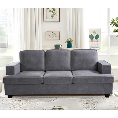 Canapé confortable confortable en velours 3 places avec assise profonde, mousse haute densité et coussins de dossier amovibles pour une détente ultime