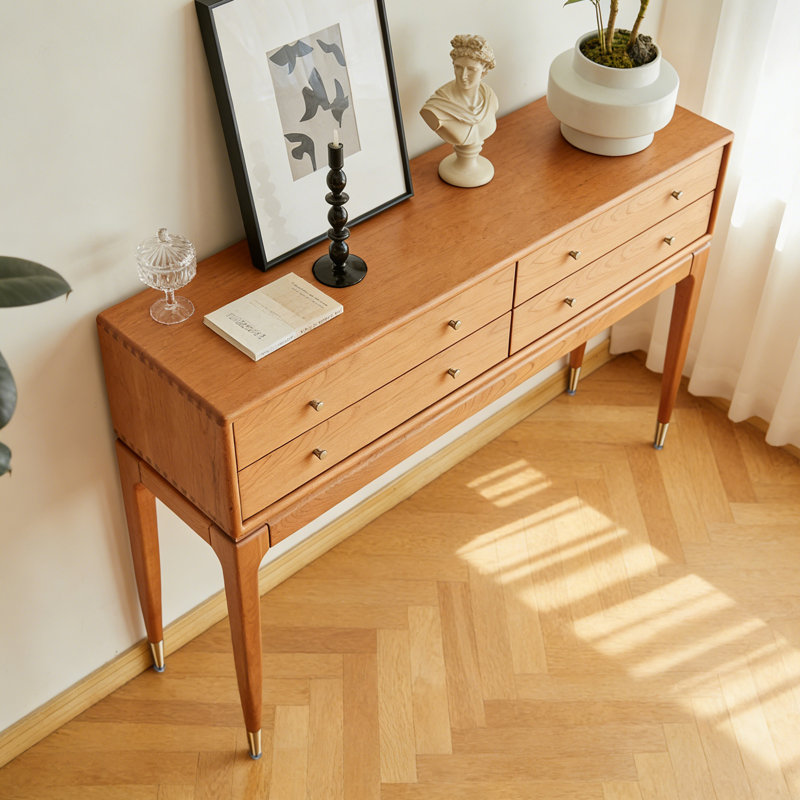 Console en bois massif Copley, H 35,4 po x l 55,1 po x P 13,8 po, Bois naturel