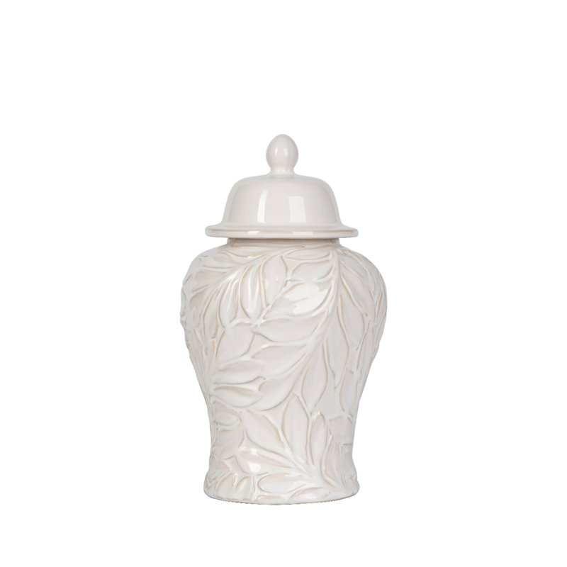 Ceramic / Porcelain Decorative Urns & Jars, 30cm H x 17.20cm W x 17.20cm D, White