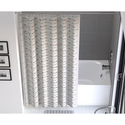 Morden Colordul Dash Cotton Fabric Shower Curtain - 70" X 72"