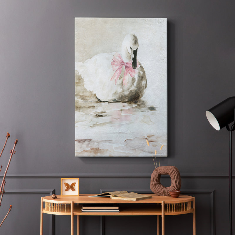 Cygne rose - Cavas enveloppés de galerie, H 18 po x l 12 po
