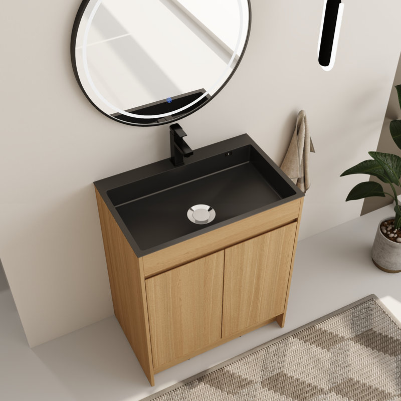 28'' Free-standing Single Bathroom Vanity with Stainless Steel Vanity Top