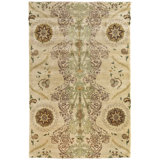 Wool Floral Area Rug in Green