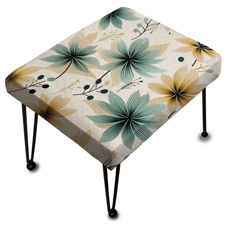 Motif floral élégant sarcelle et beige - Repose-pieds rectangulaire floral