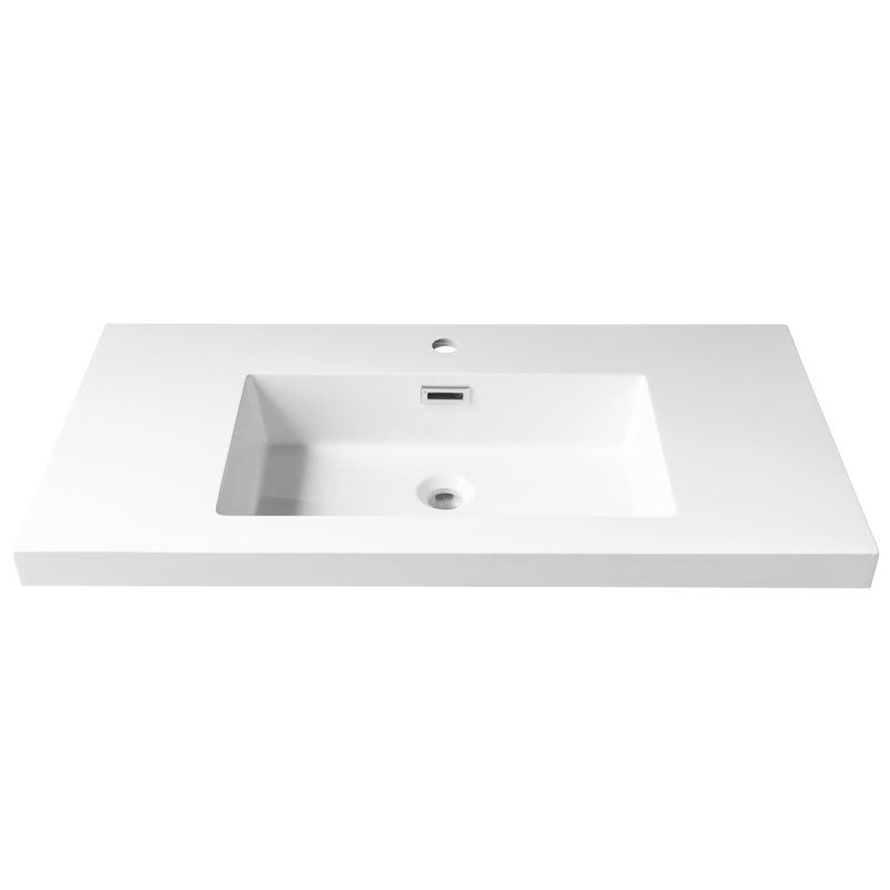 AGUA CANADA Lancelot 18.13'' Polymer Rectangular Bathroom Sink with Overflow