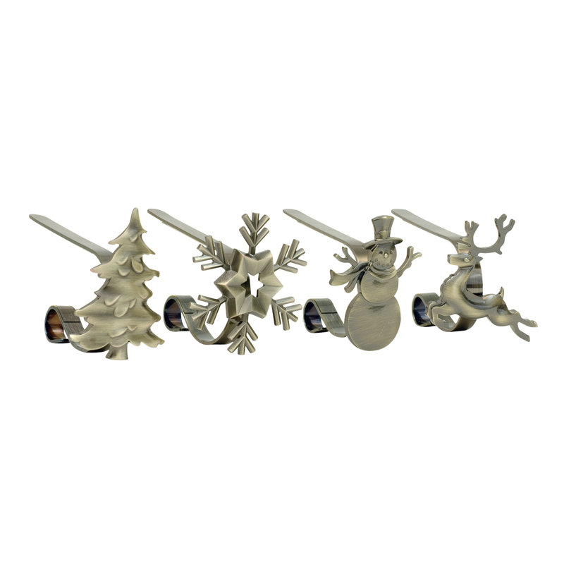 Original MantleClip 4 Piece Stocking Holder, Antique Brass