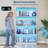 Display Cabinet with Glass Doors, 4 Tier Curio Cabinets with LED Lights & Charging Ports, Glass Display Case with Open Shelf & Human Body Sensor, Storage Showcase for Collectibles, White-118103124