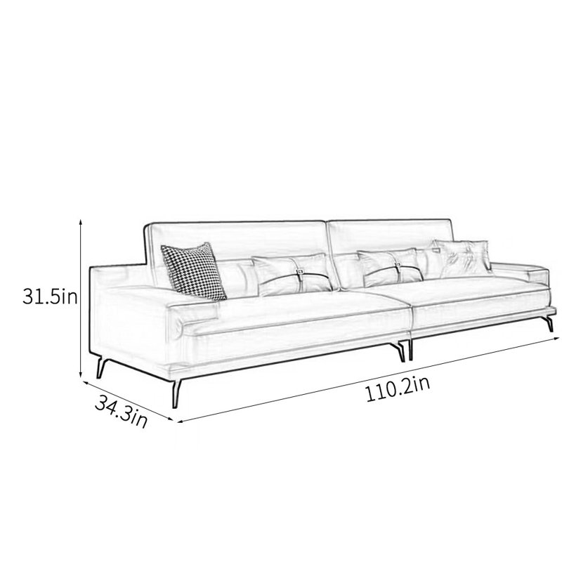 Canapé de bureau italien moderne et confortable, 4, H 31,50 po x l 110,20 po x P 34,30 po