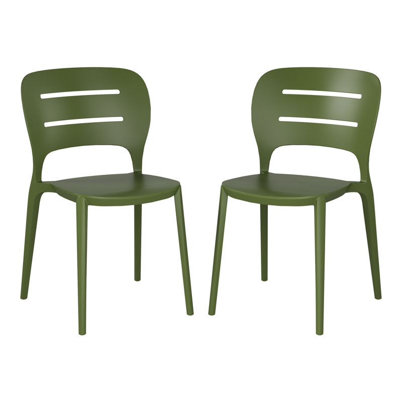 Ensemble de 2 chaises de patio empilables, 2, Green