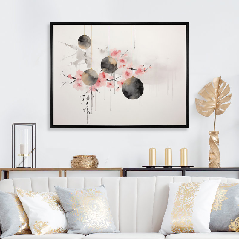 Lustre Sumi Zen IV, reproduction d'art sur toile, H 16 po x l 32 po x P 1 po, Encadrement doré