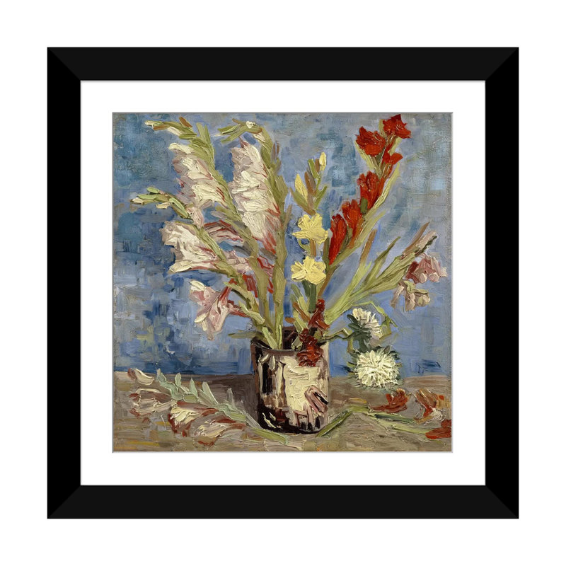 «Vase with Gladioli and China Asters, 1886» par Vincent Van Gogh, reproduction d'art sur toile, H 24 po x l 24 po x P 1 po