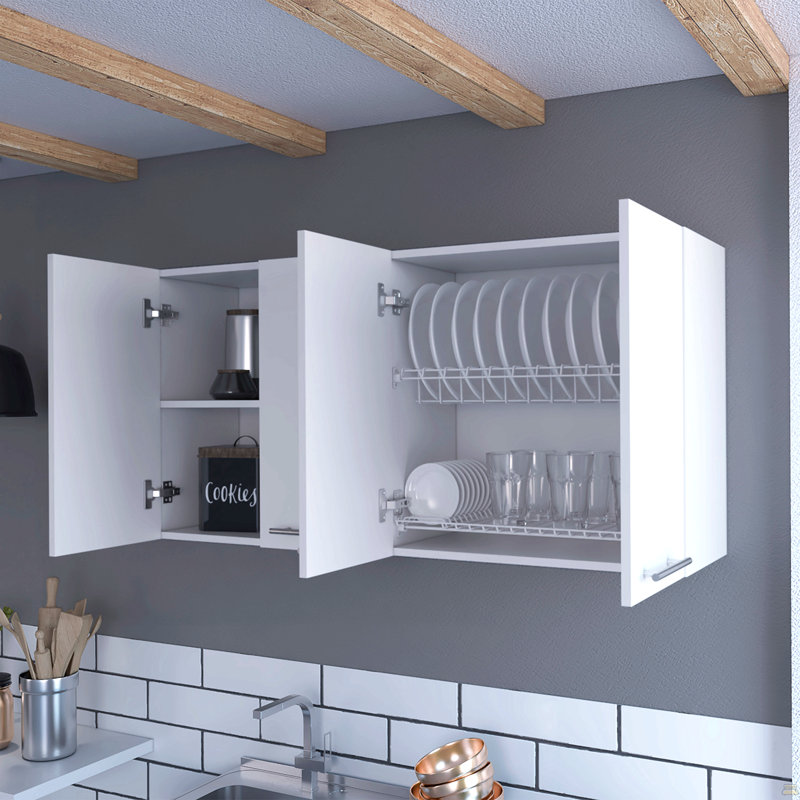 Armoire de cuisine Durham, quatre portes, Blanc