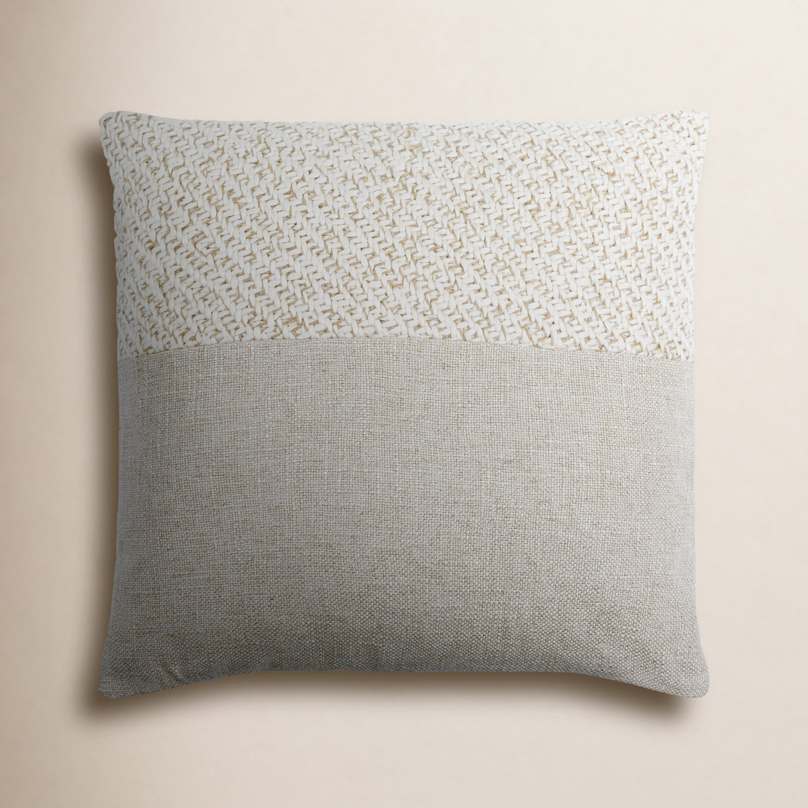 Arlington Square Pillow Cover, 18" x 18", Down, Cream/Beige